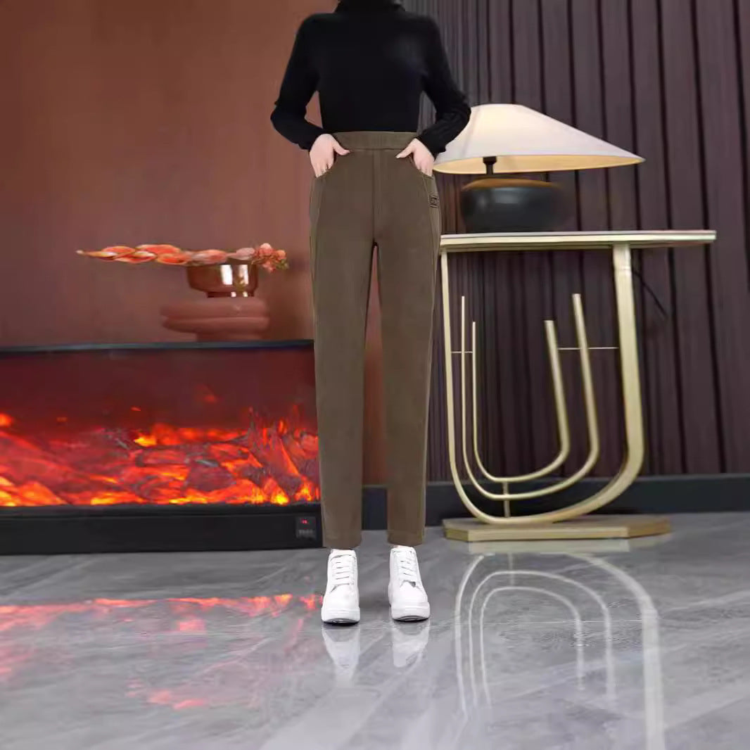 Autumn And Winter Harlan Velvet Padded Casual Pants