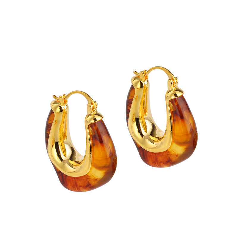 Retro Affordable Luxury High-grade Maillard Amber Earrings