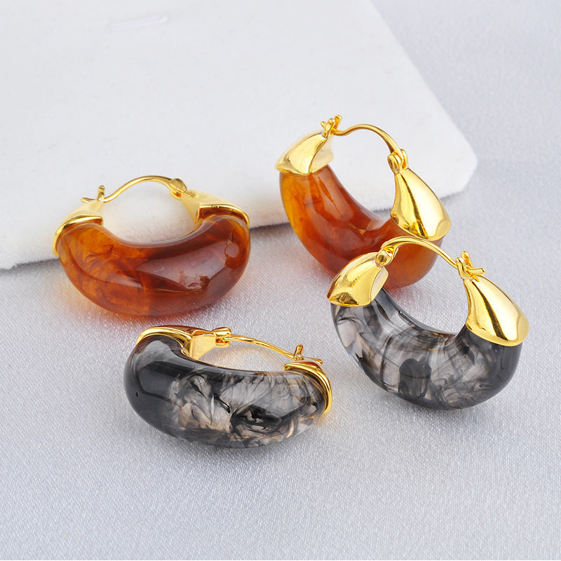 Retro Affordable Luxury High-grade Maillard Amber Earrings