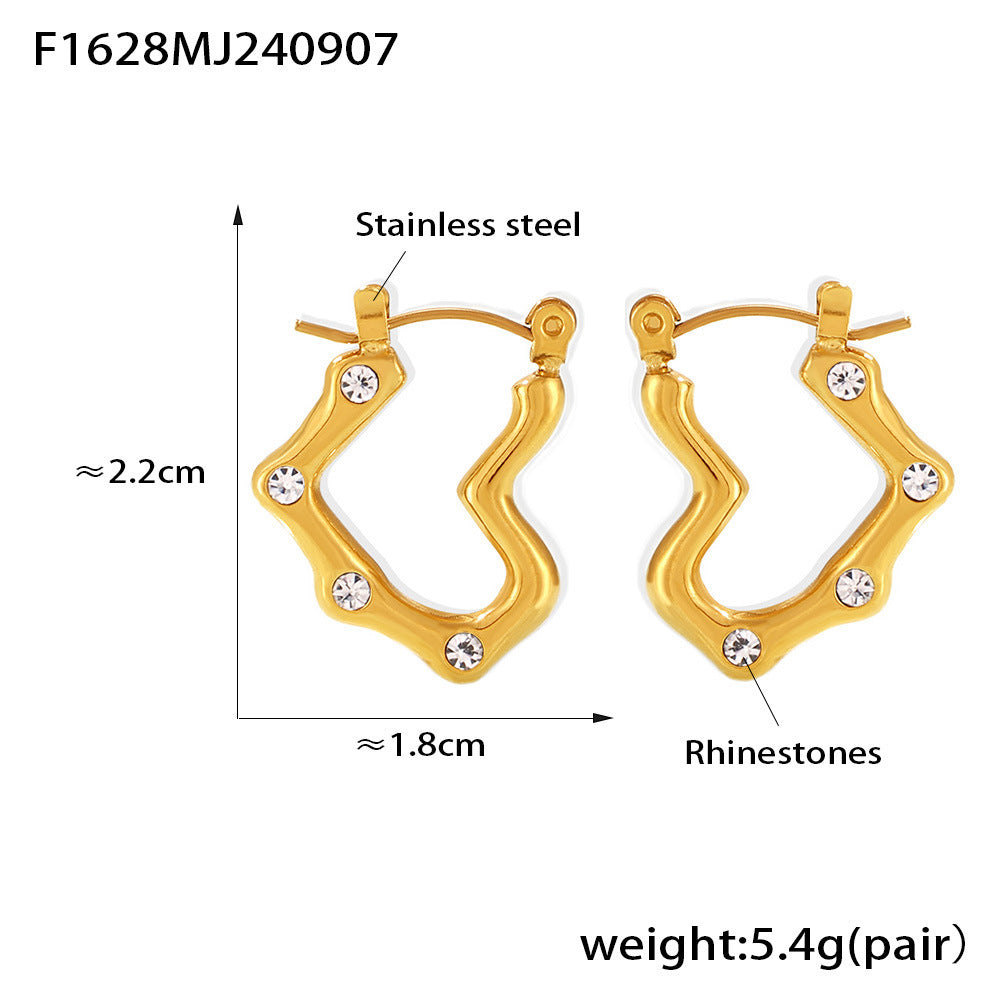 Heart-shaped Stainless Steel 18K Gold-plated Light Luxury Earrings