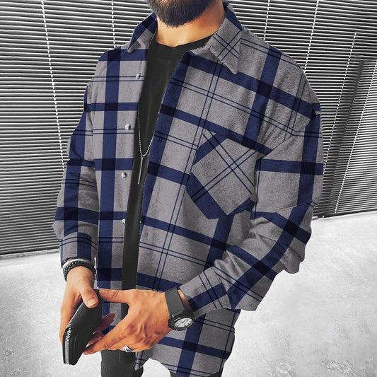 Velvet Padded Shirt 3D Digital Printing Geometric Lapel