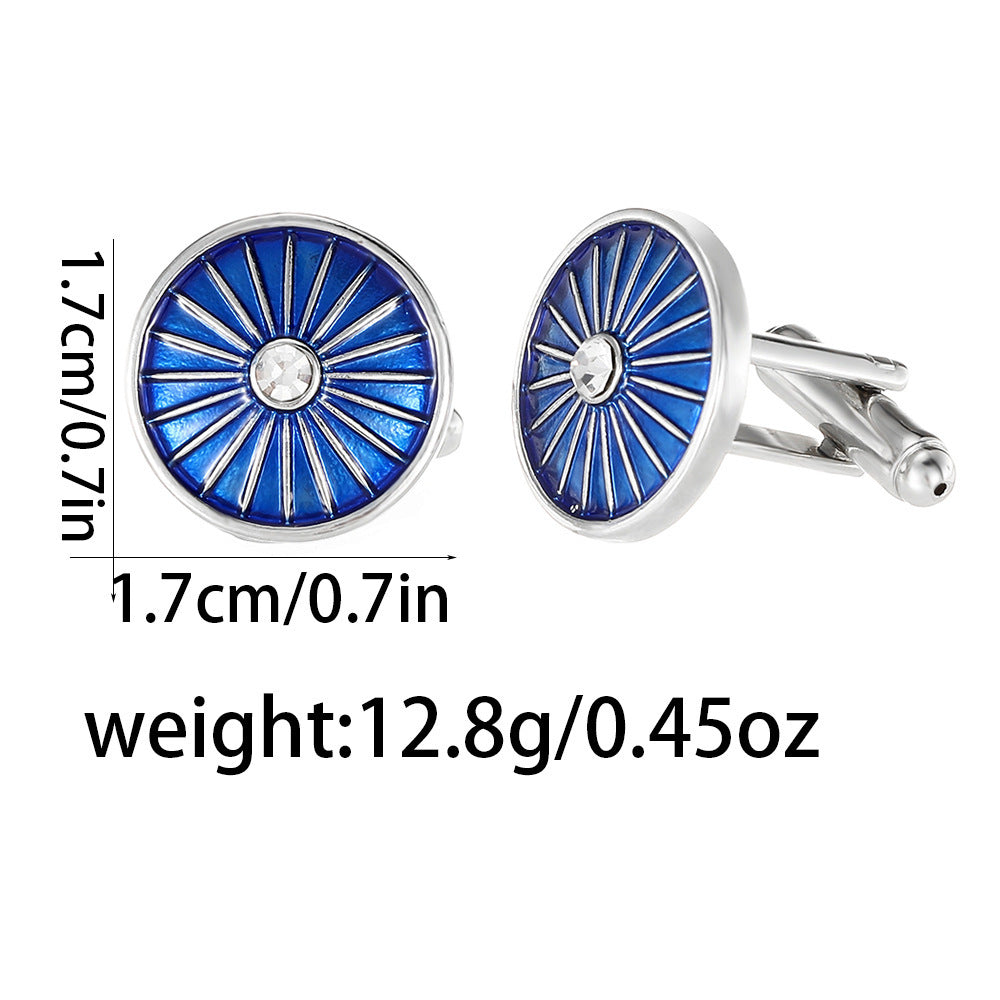 Round Line Blue Dripping Cufflinks Men's French Shirt Accessories