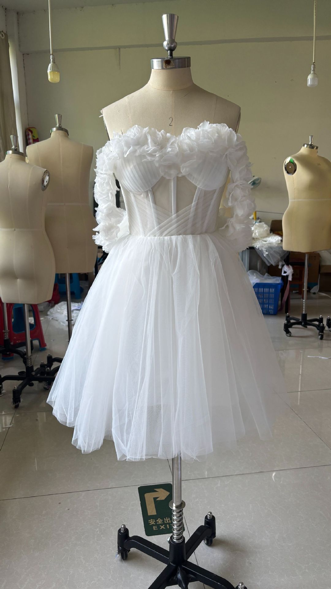 Lace Off-shoulder Mini Wedding Dress