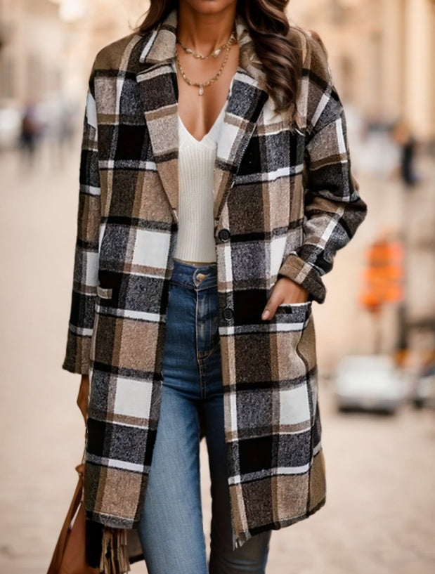 Women's Casual Hooded Plaid Jacket