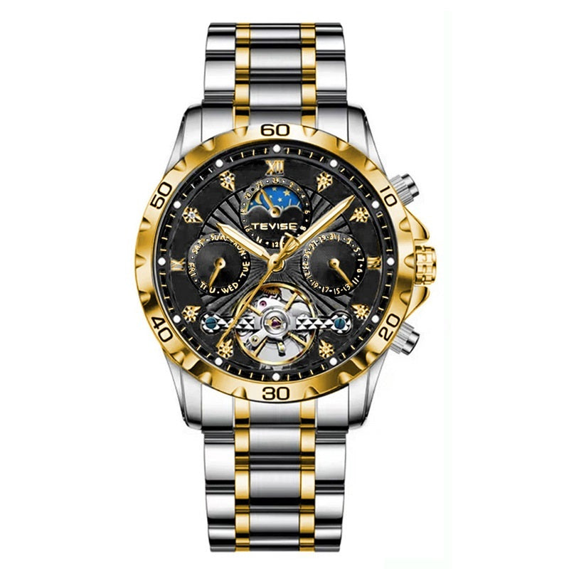 Fashion Business Men's Waterproof Tourbillon Steel Belt Mechanical Watch