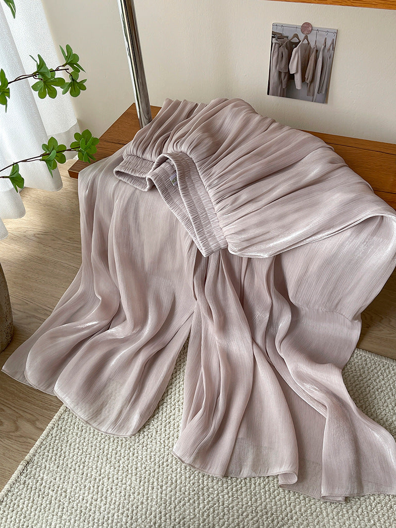 High-end Elegant Ice Silk High Waist Slimming Long Pants