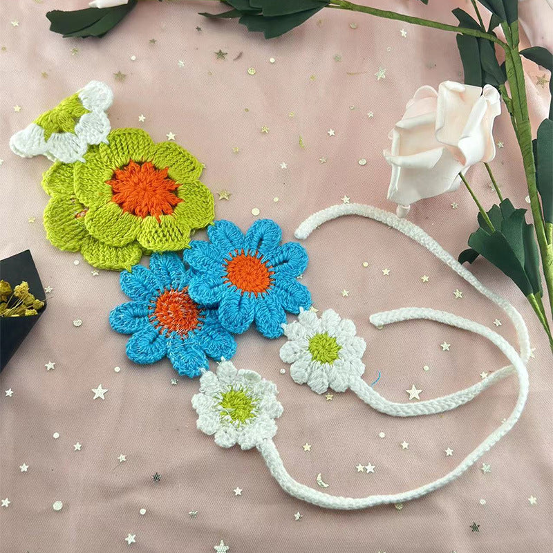 Embroidered Hair Band Sweet Flowers Headdress