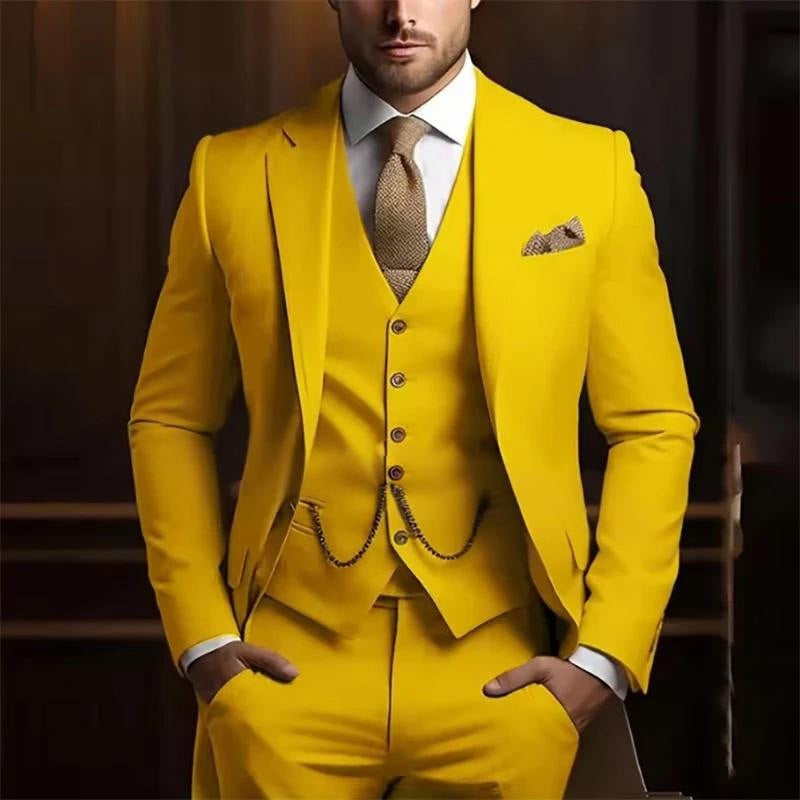 Men's High-grade Gentleman Temperament Slim Suit Three-piece Suit