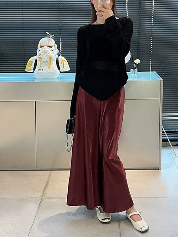 Simple Graceful Draping Acetate Satin Fishtail Skirt For Women