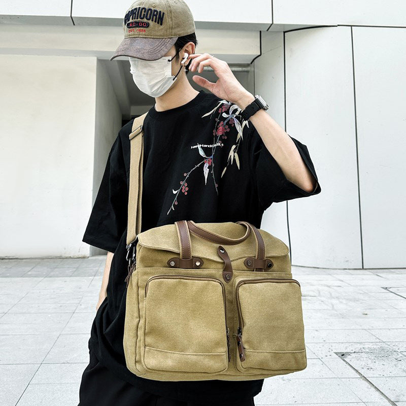 Outdoor Travel Multi-compartment Large Capacity Canvas Men's Crossbody Bag