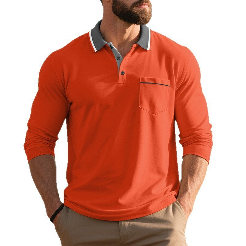 Spring And Autumn American Long-sleeved Men's Polo Shirt