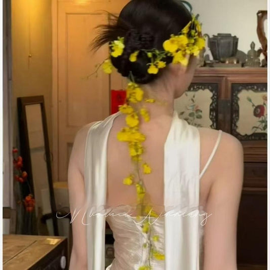 Forest Style Embellishment Simulation Yellow Hairpin