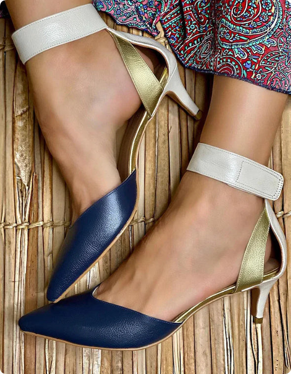 Middle Heel Fine Heel Color Matching Matching Hollowed Sandals