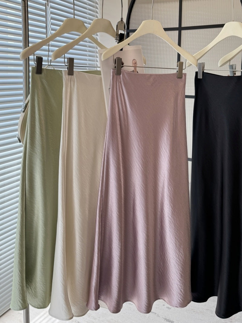 Simple Graceful Draping Acetate Satin Fishtail Skirt For Women