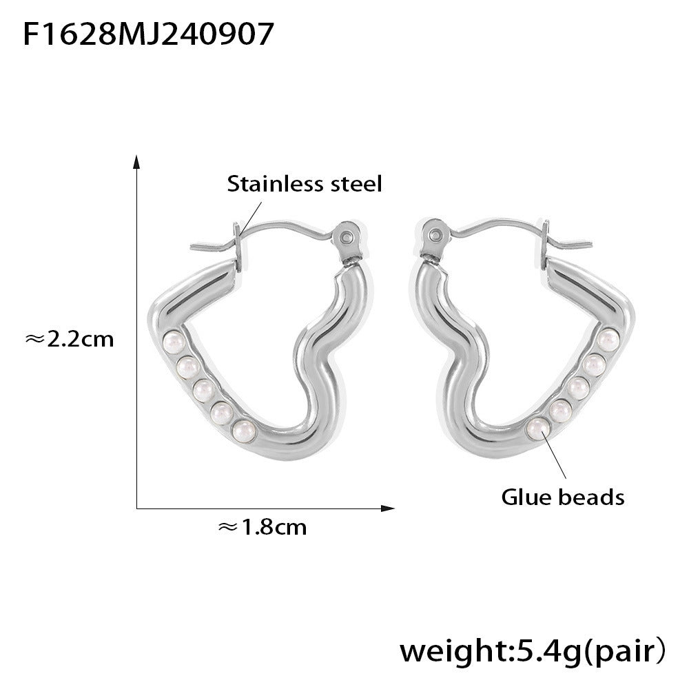 Heart-shaped Stainless Steel 18K Gold-plated Light Luxury Earrings