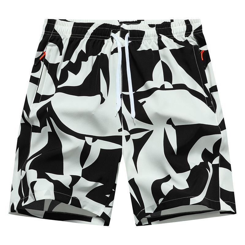 Casual Loose Pattern Cropped Elastic Waist Breathable Beach Pants