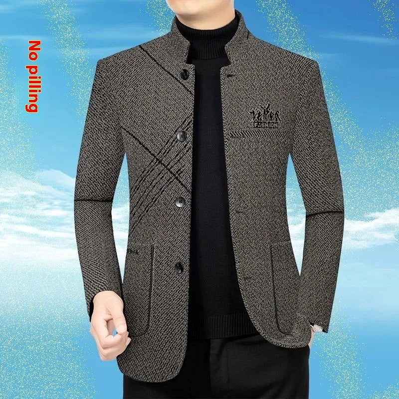 Men's Coat Middle-aged Business Leisure Stand Collar Dad Jacket