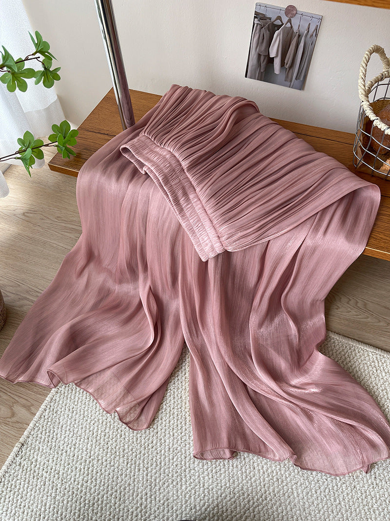 High-end Elegant Ice Silk High Waist Slimming Long Pants