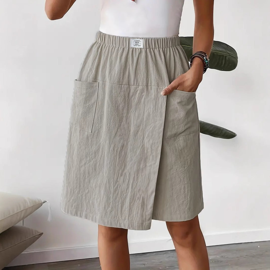 European And American Women's Clothing Pocket Casual Short Pantskirt
