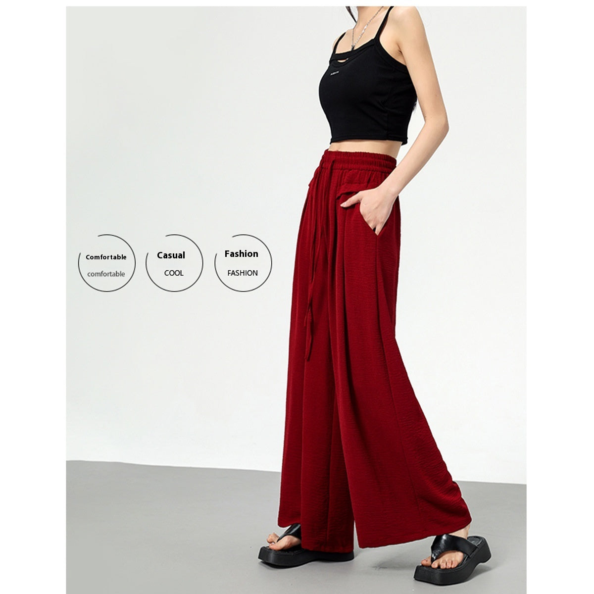 Texture Ice Silk Wide-leg Pants