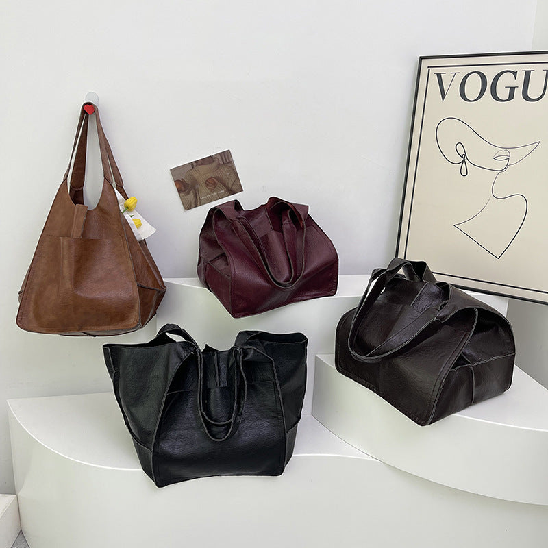 Retro Shoulder Bag Retro Simple Portable Pure Color All-matching