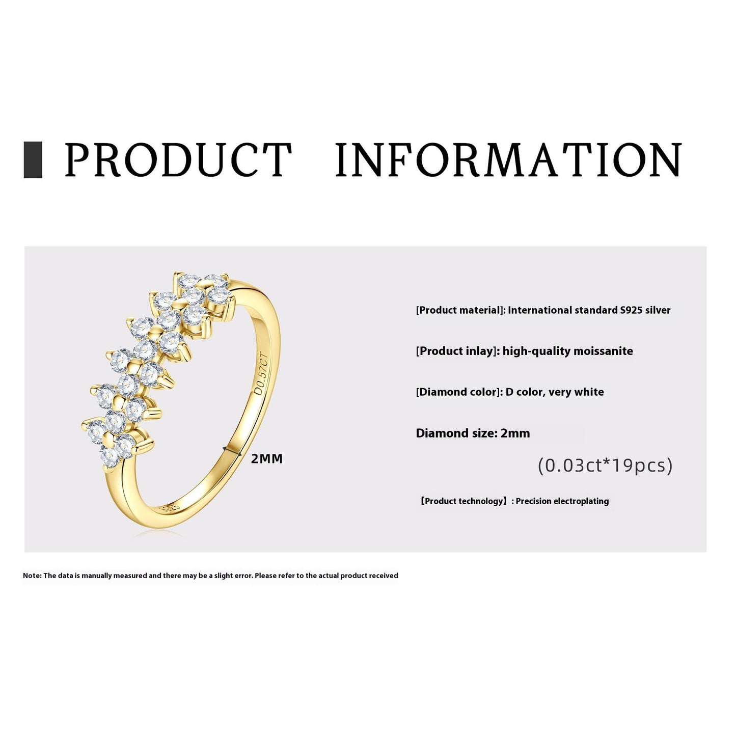 Moissanite S925 Sterling Silver Ring Niche Advanced Sense