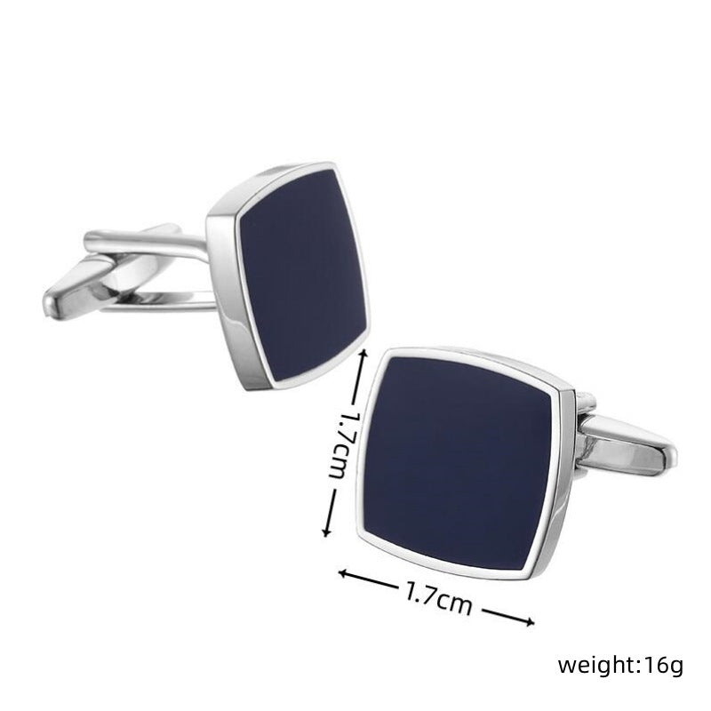 High Quality Men's French Shirt Cufflinks Batch Square Blue Background