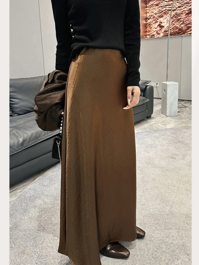 Simple Graceful Draping Acetate Satin Fishtail Skirt For Women