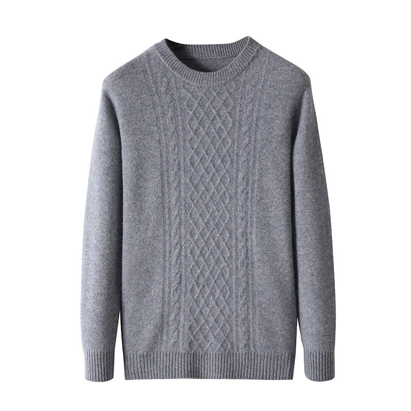 All-matching Seven-needle Thickened Twisted Round Neck Men's Sweater