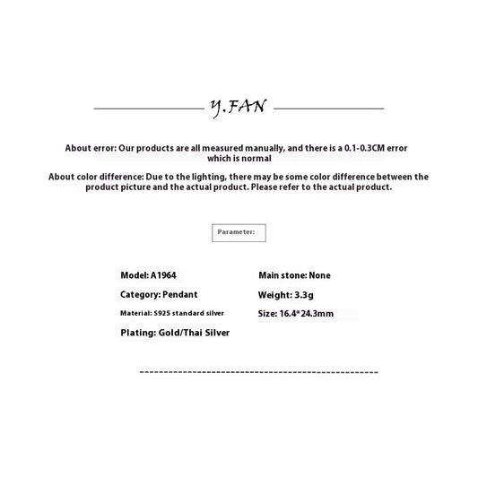 S925 Sterling Silver Vintage Embossed Portrait Pendant