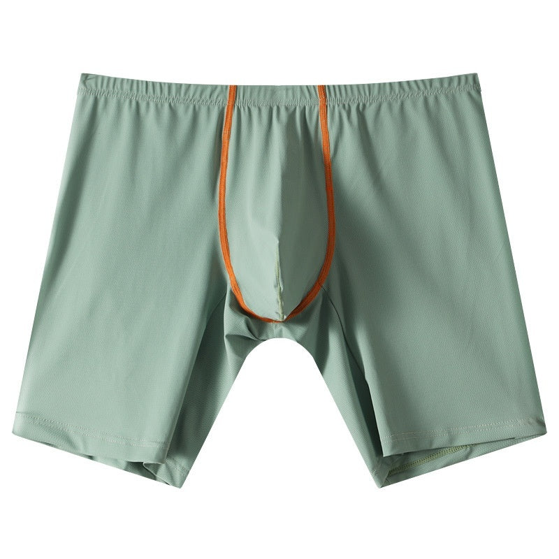 Lengthened Underwear Ice Silk Sexy Men's Boxers Mid-waist U Convex Sexy Quick-drying