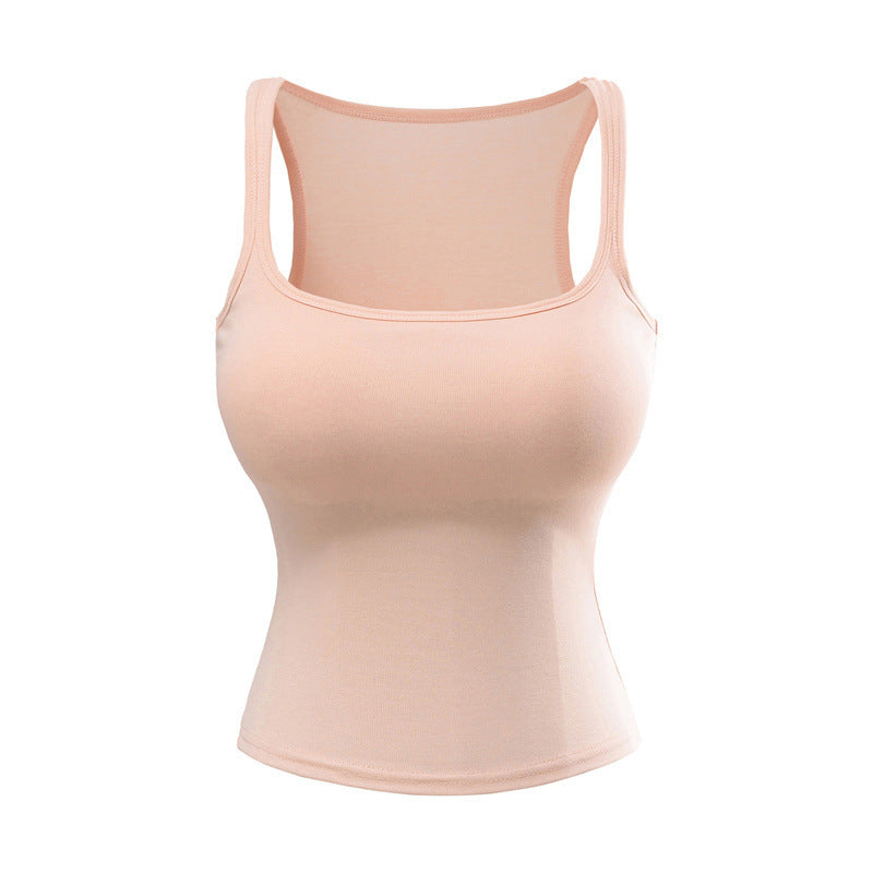 New Solid Color Summer Slim Fit Comic Chest Pad U-neck Vest-style Sling