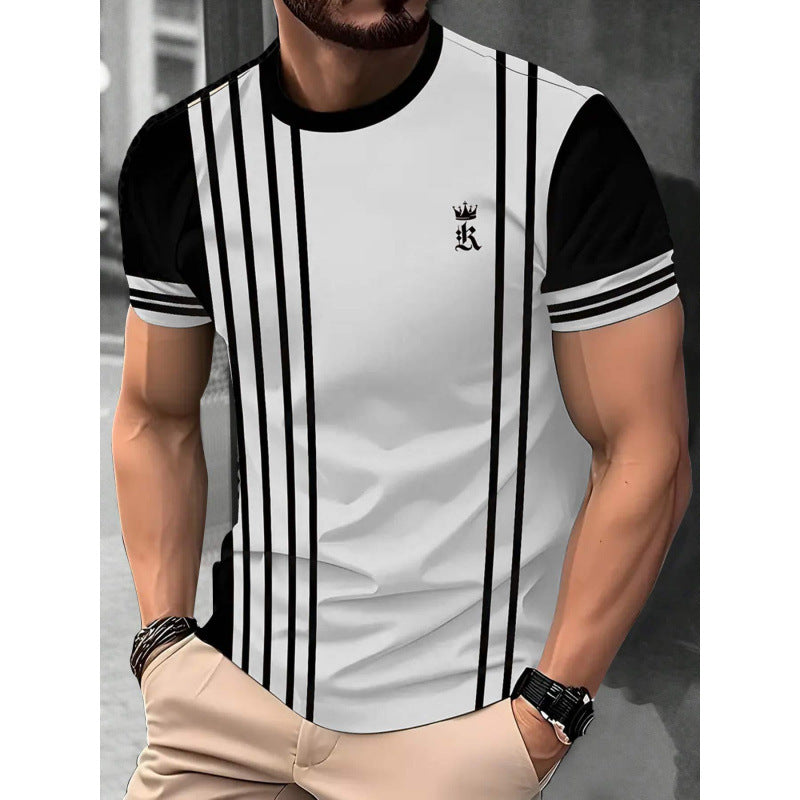 Men's Short-sleeved T-shirt Business Casual Series Digital 3D Printing