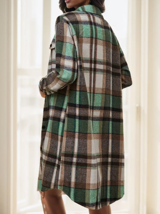 Plaid Print Long Length Jacket
