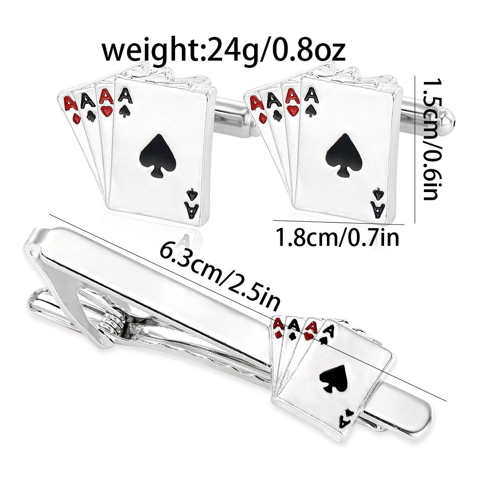 Poker Cufflinks Business Shirt Cufflinks Tie Clip