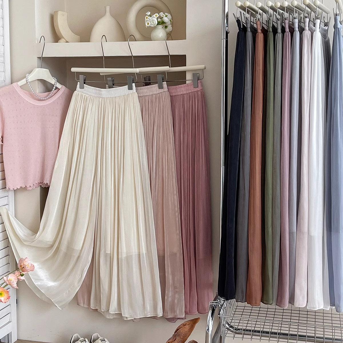 High-end Elegant Ice Silk High Waist Slimming Long Pants