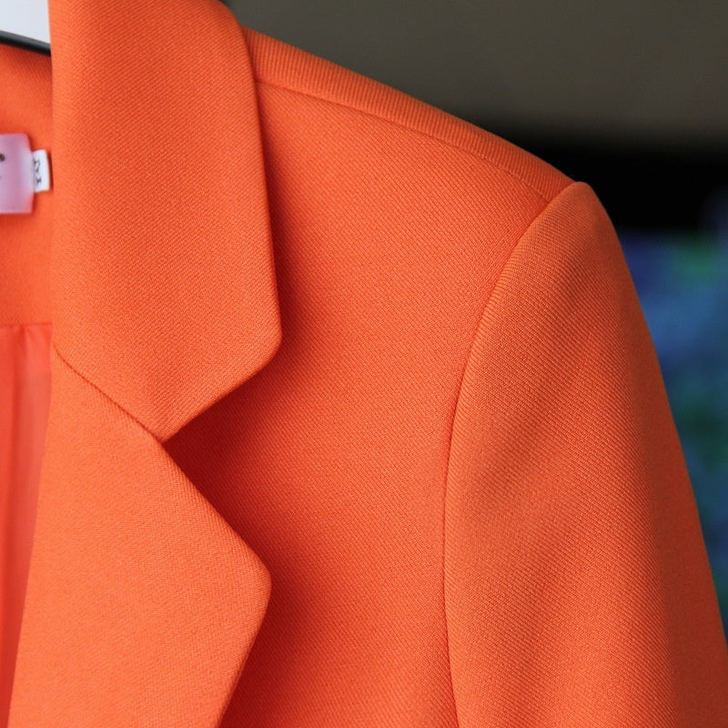 Mid-length Suit Spring Women's Long Sleeve Plus Size Nylon Slimming Versatile Straight Style