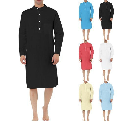 Fashion Simple Pocket Men's Shirt Robe