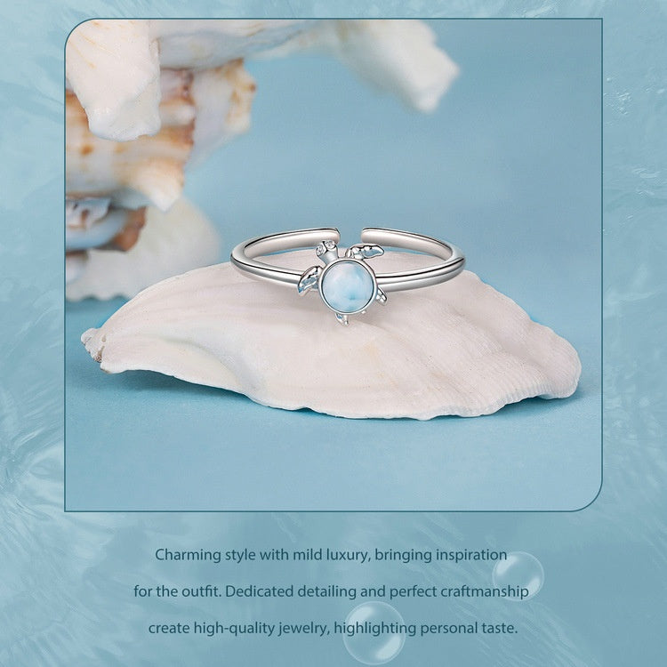Summer Turtle Open Ring Romantic Blue