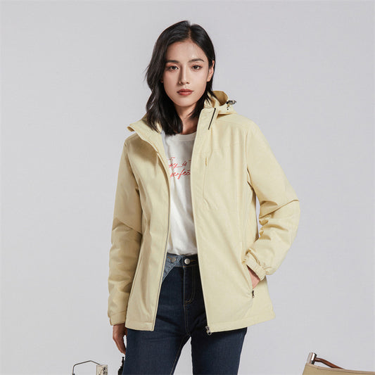 Couple Single-layer Jacket Windproof Sports Fleece-lined Padded Overalls