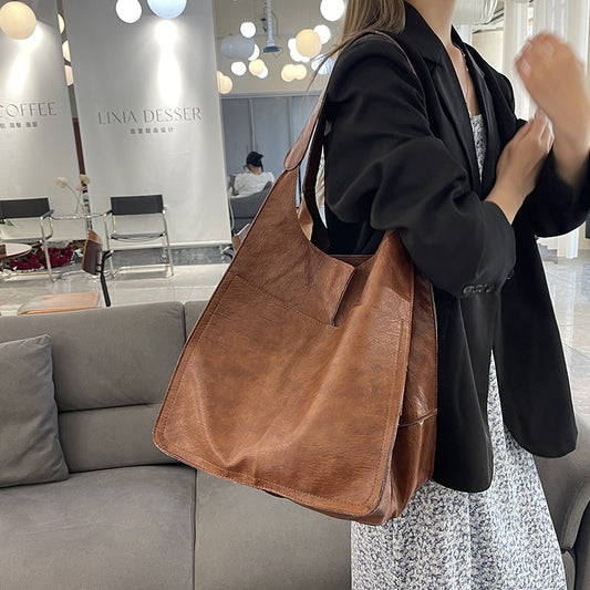 Retro Shoulder Bag Retro Simple Portable Pure Color All-matching