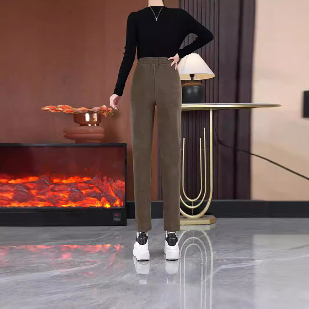 Autumn And Winter Harlan Velvet Padded Casual Pants