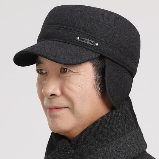 Flat Top Men's Autumn And Winter Warm Dad Old Man Ears Protection Peaked Cap