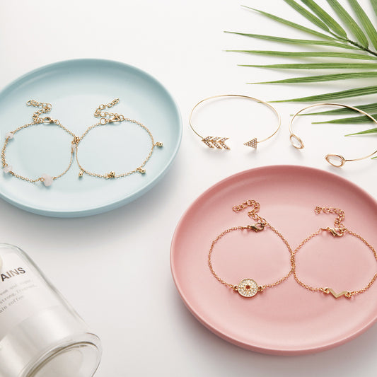 Broken Turquoise V-shaped Bracelet Six-piece Set