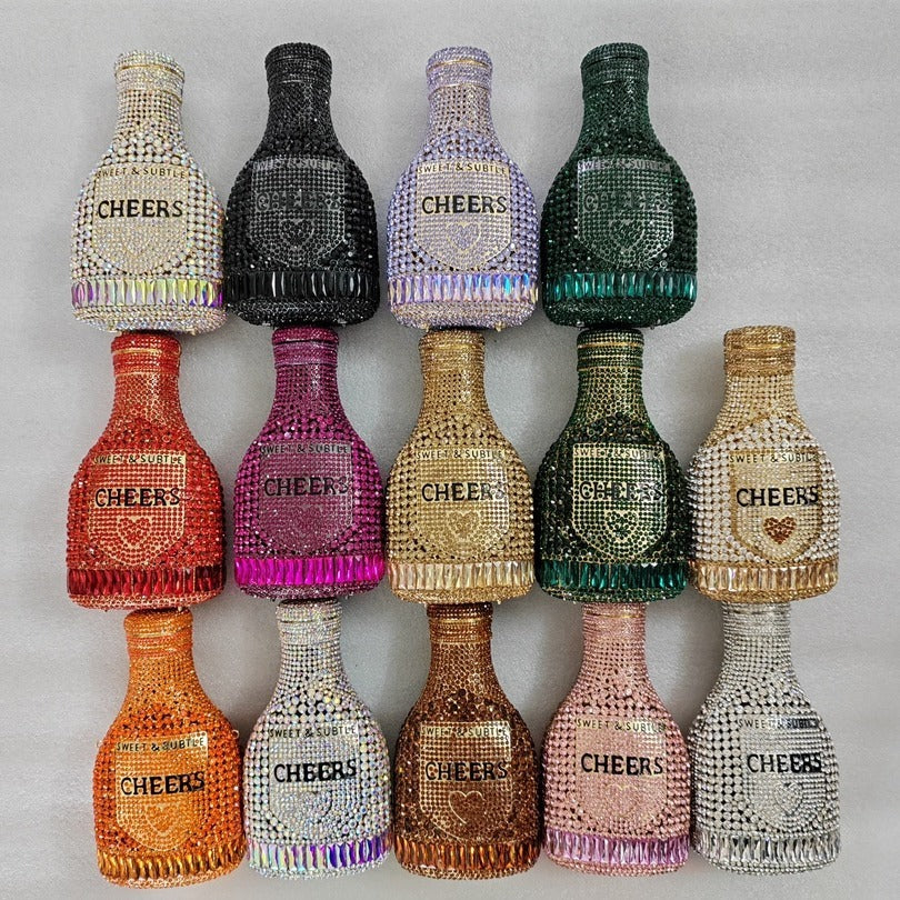 Champagne Bottle Rhinestone Evening Clutch Women's Bag