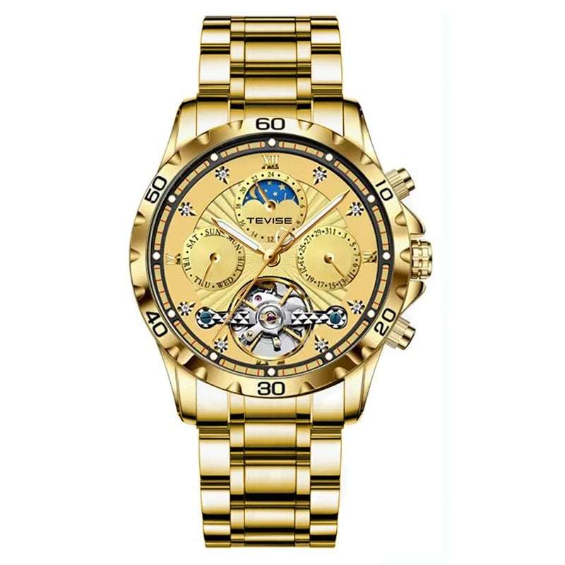 Fashion Business Men's Waterproof Tourbillon Steel Belt Mechanical Watch