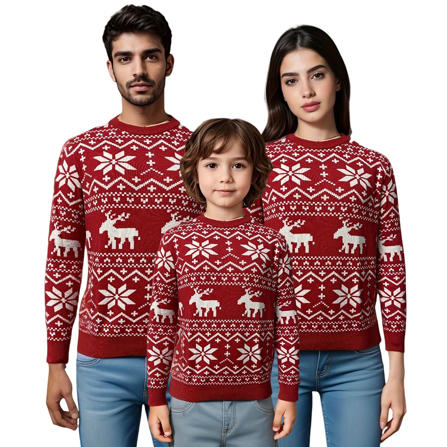 Women's Christmas Round Neck Loose Long Sleeves Sweater