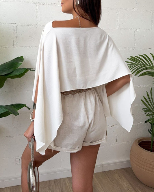 Solid Color Off-shoulder Design More Than Split Sleeve Tops