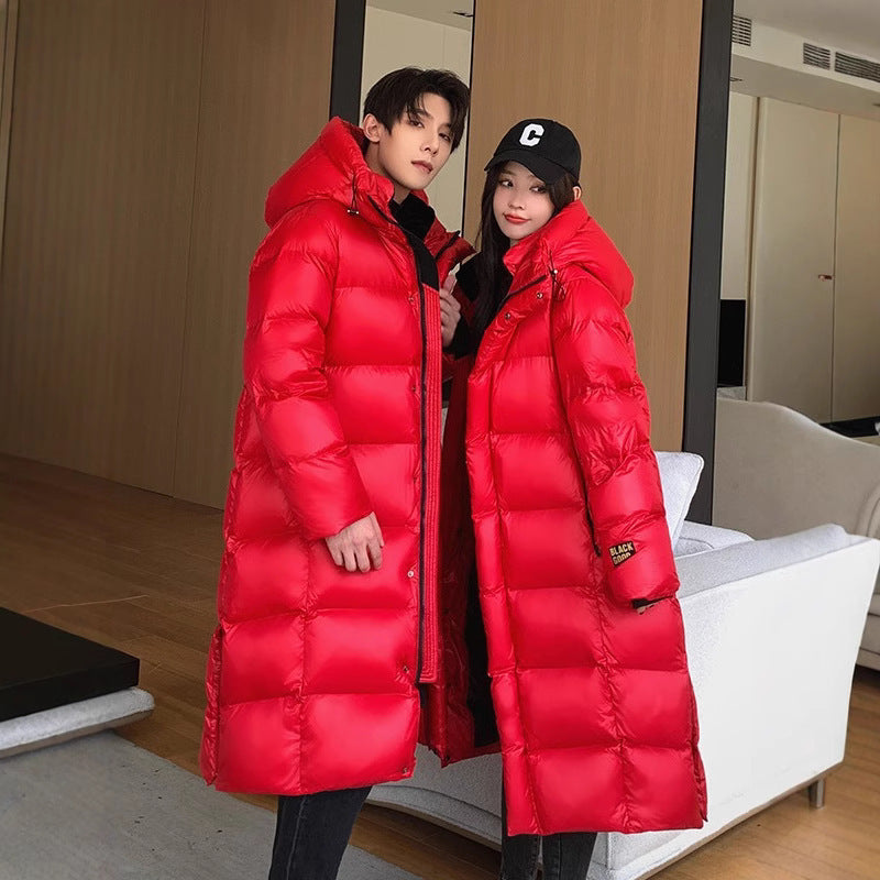 Goose Down Black Gold Down Jacket Thickened Long Section Over The Knee