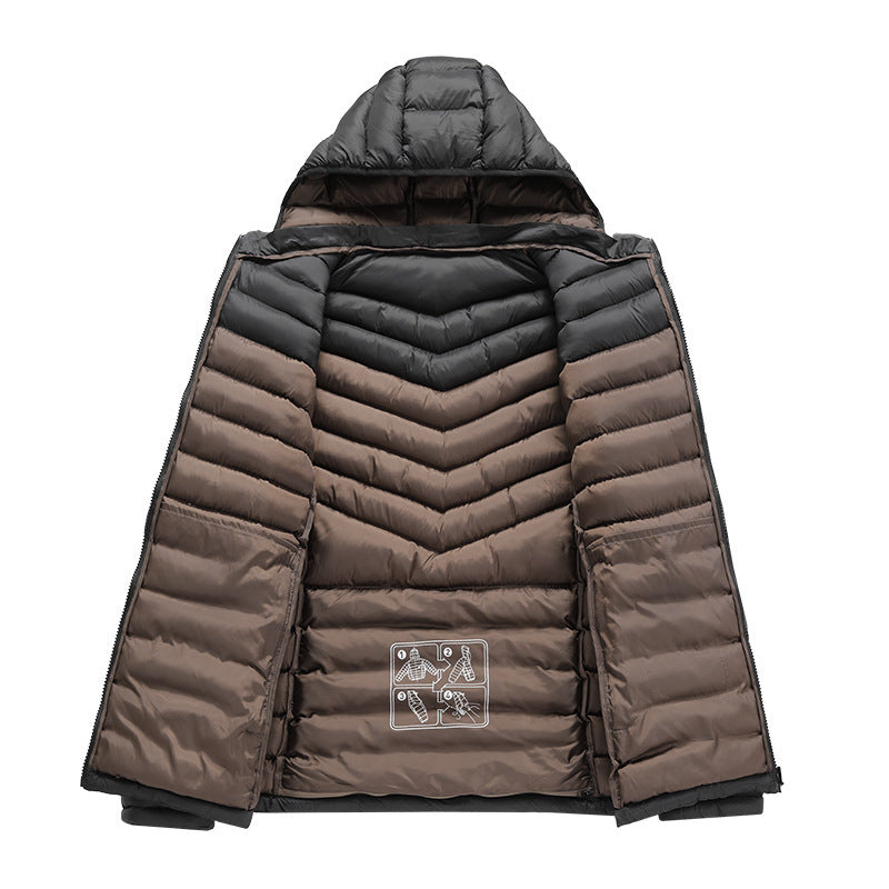 Men's Lightweight Down Cotton-padded Jacket Storage Rib Coat
